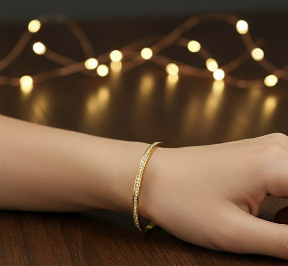 Gold Crystal Bangle Bracelet