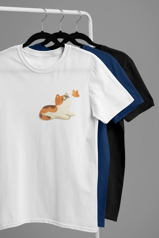 Curious Cat & Butterfly Graphic Tee