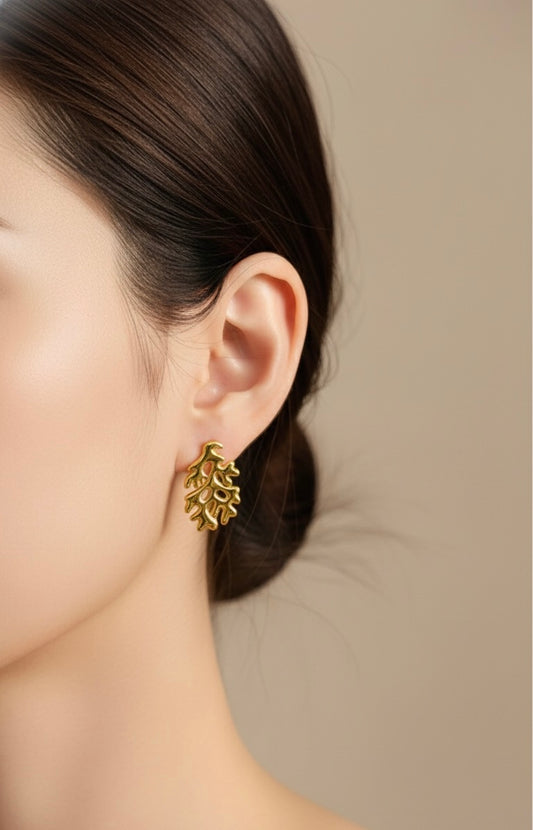 Gold Coral Cut-Out Earrings