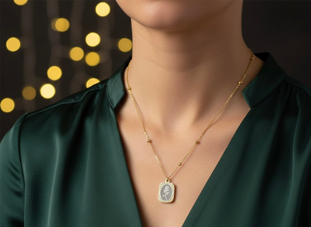 Gold & Silver Floral Pendant Necklace