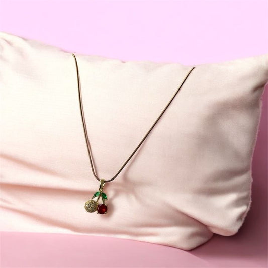 Stainless Steel Anti-Tarnish Waterproof Cherry Pendant Necklace