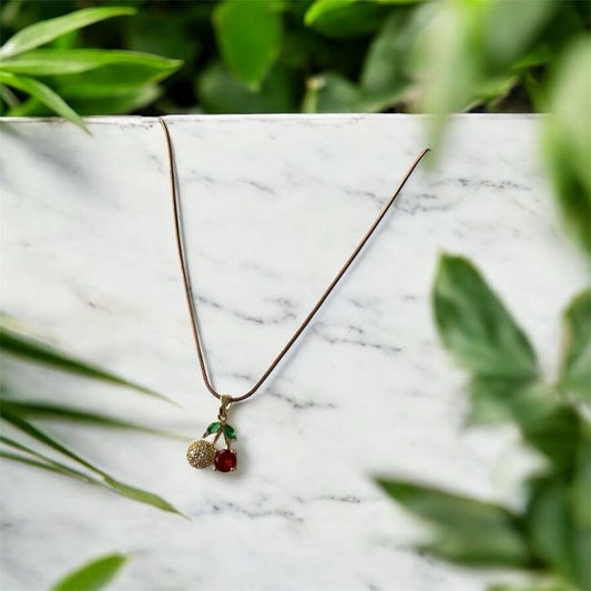 Stainless Steel Anti-Tarnish Waterproof Cherry Pendant Necklace