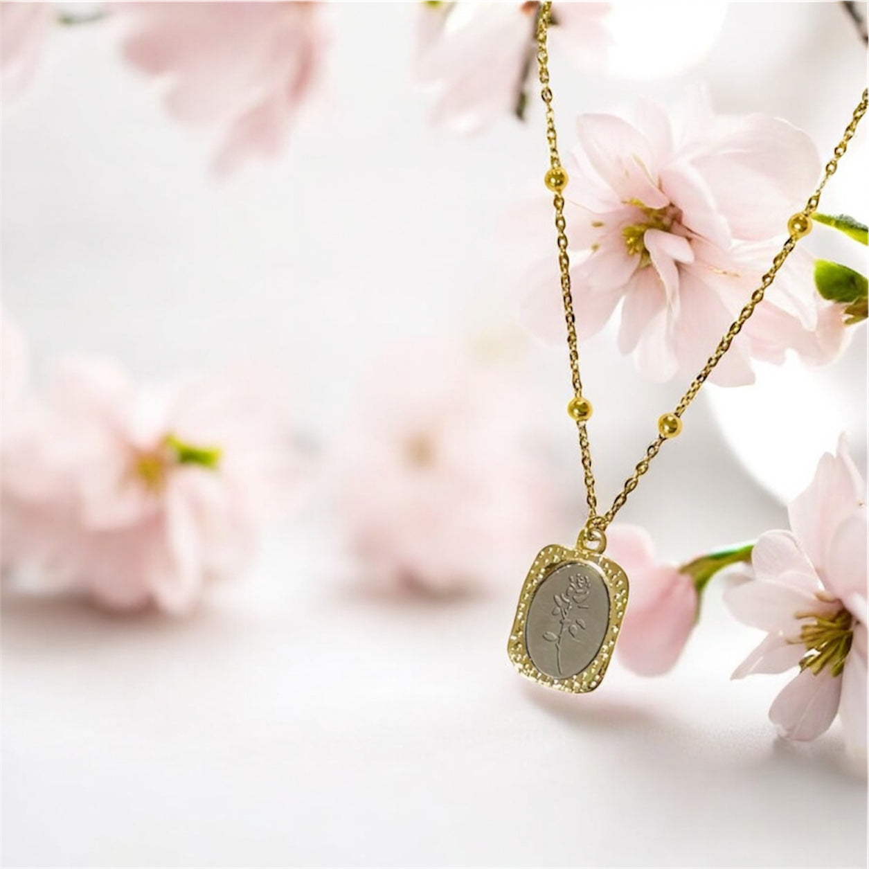 Gold & Silver Floral Pendant Necklace