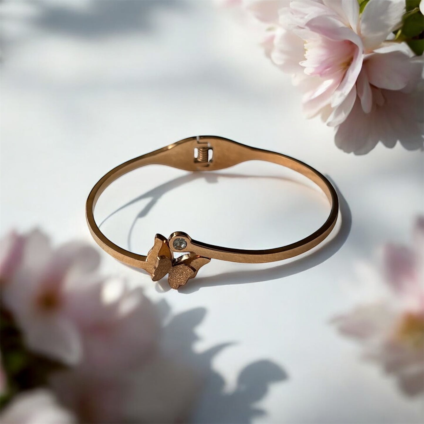 Gold Butterfly Bracelet with Gemstone