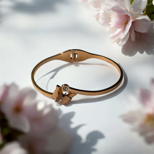 Gold Butterfly Bracelet with Gemstone