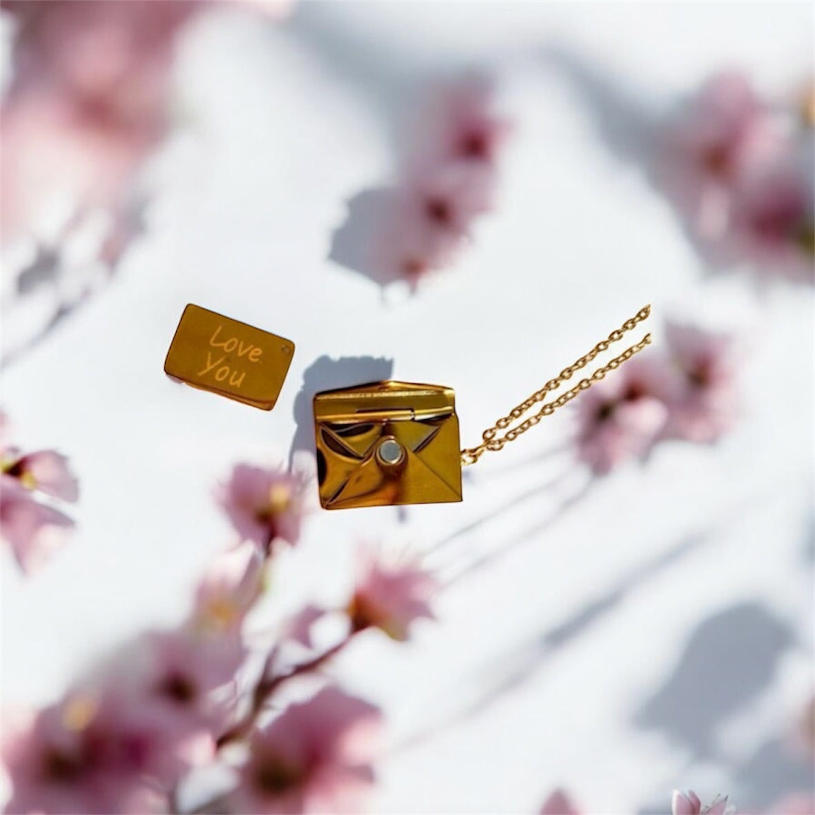 “Love You” Envelope Pendant Necklace