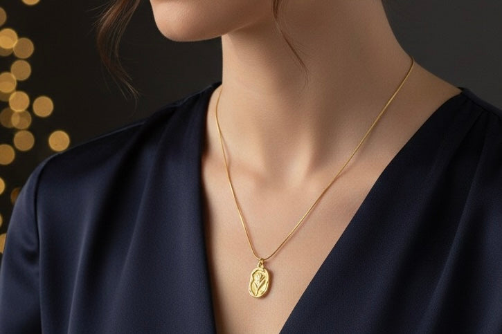 Gold Tulip Pendant Necklace