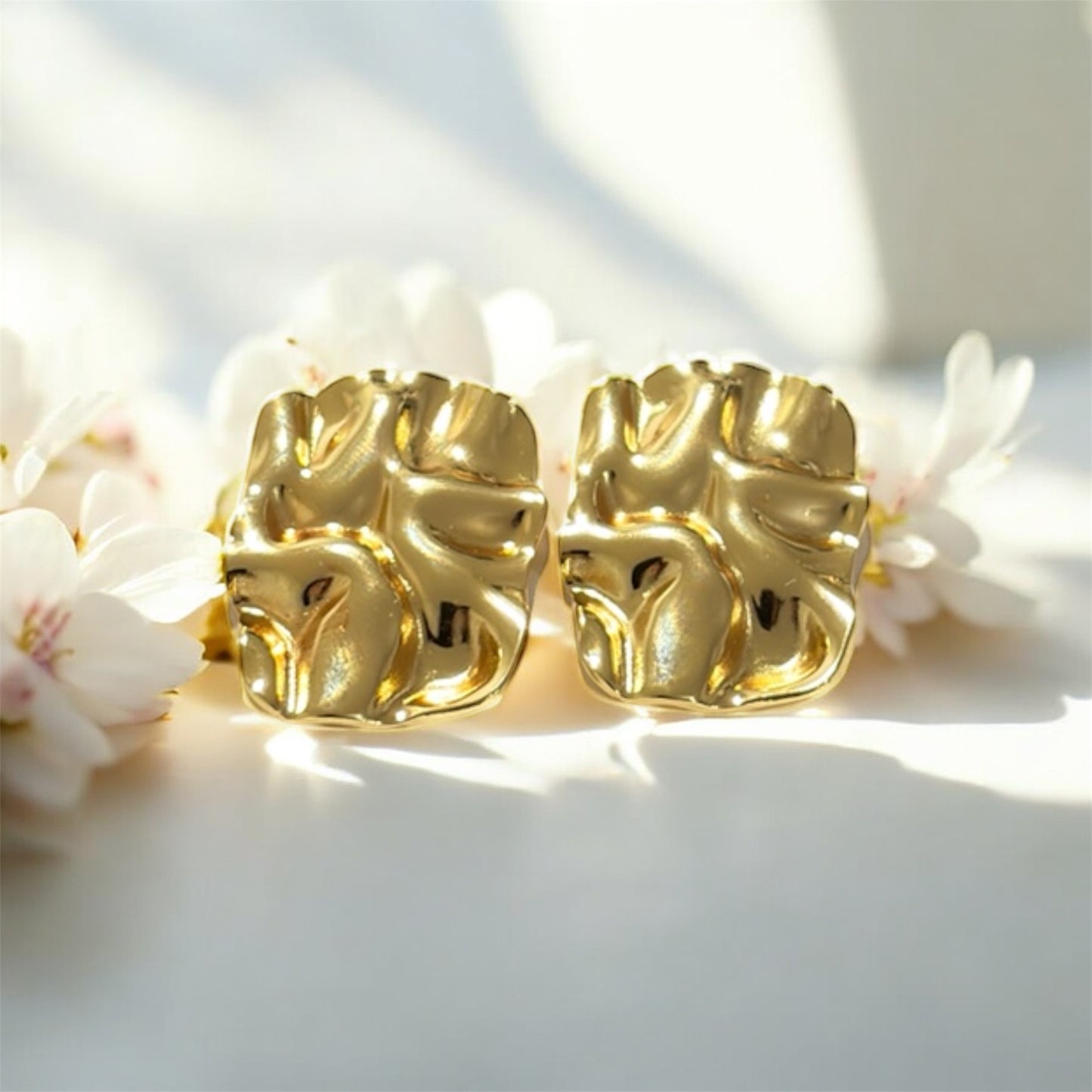 Gold Sculpted Fold Earrings