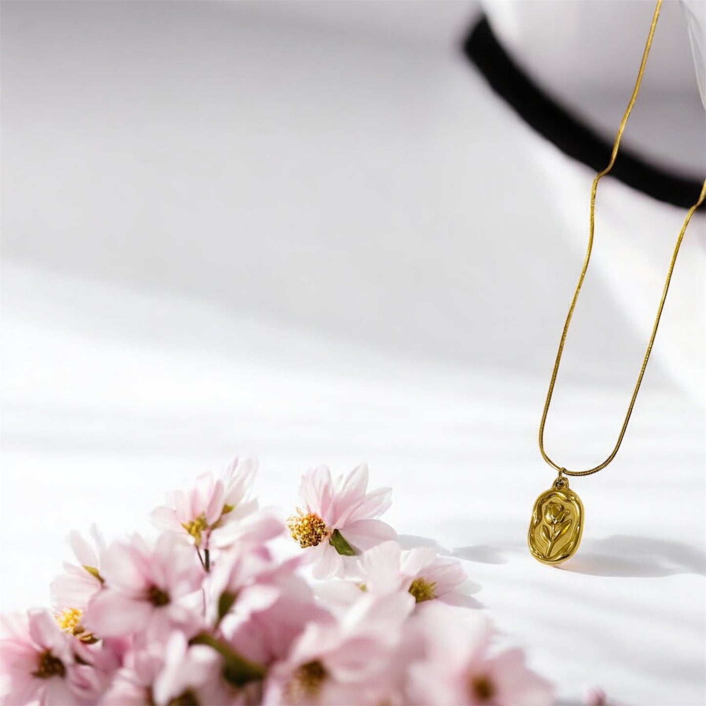 Gold Tulip Pendant Necklace
