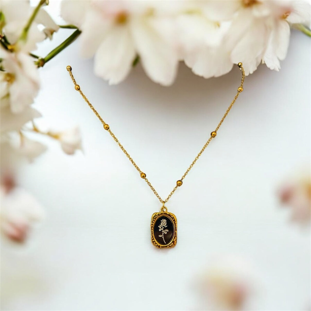 Gold & Silver Floral Pendant Necklace