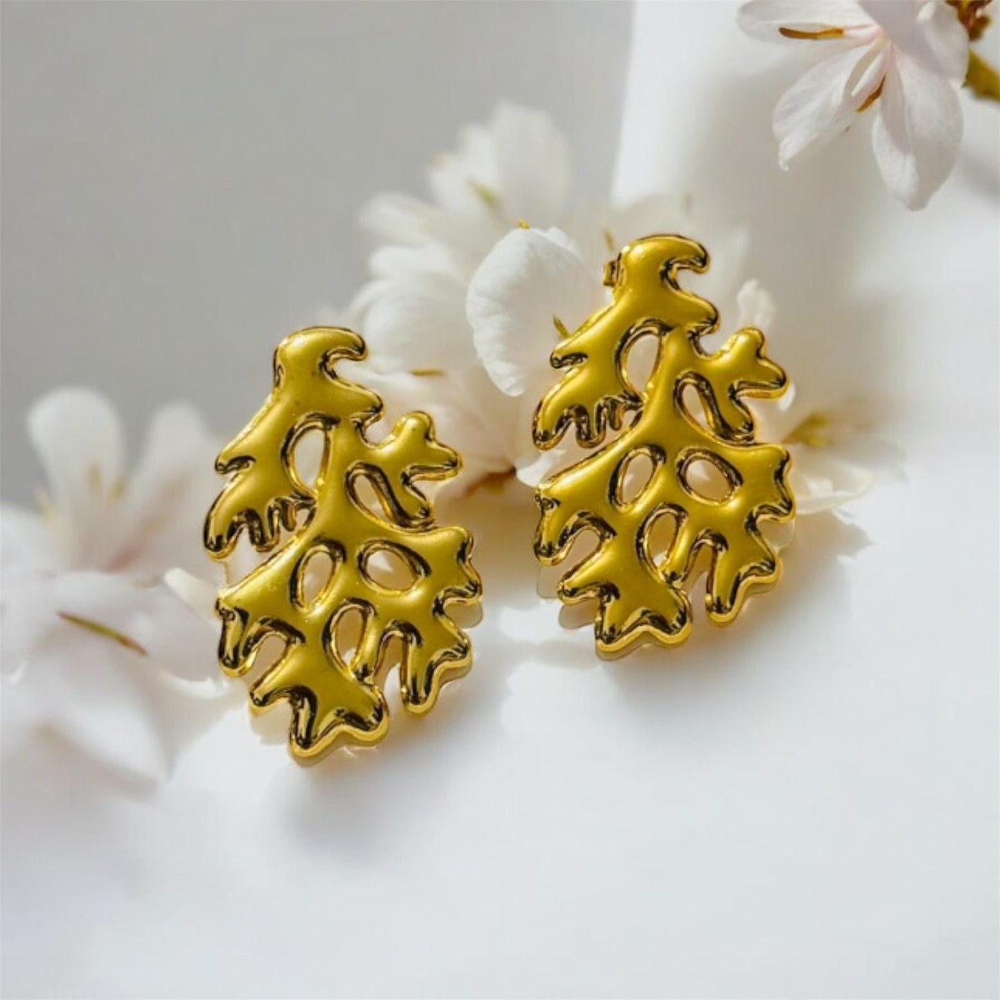 Gold Coral Cut-Out Earrings