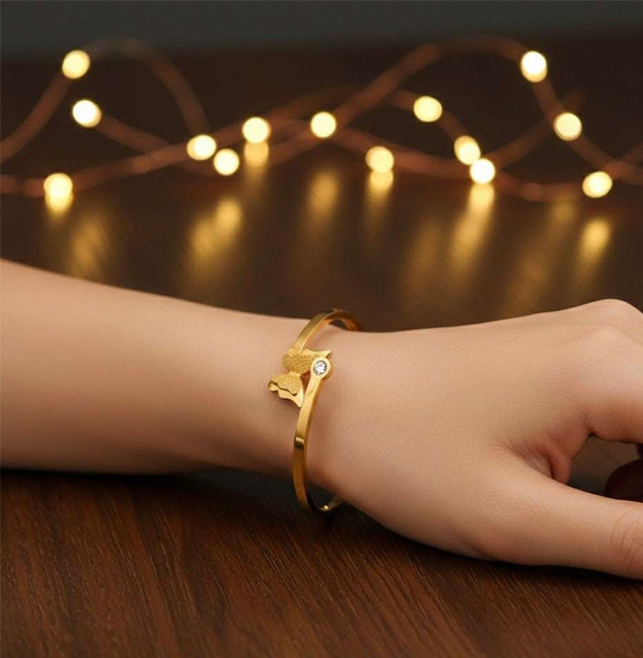 Gold Butterfly Bracelet with Gemstone
