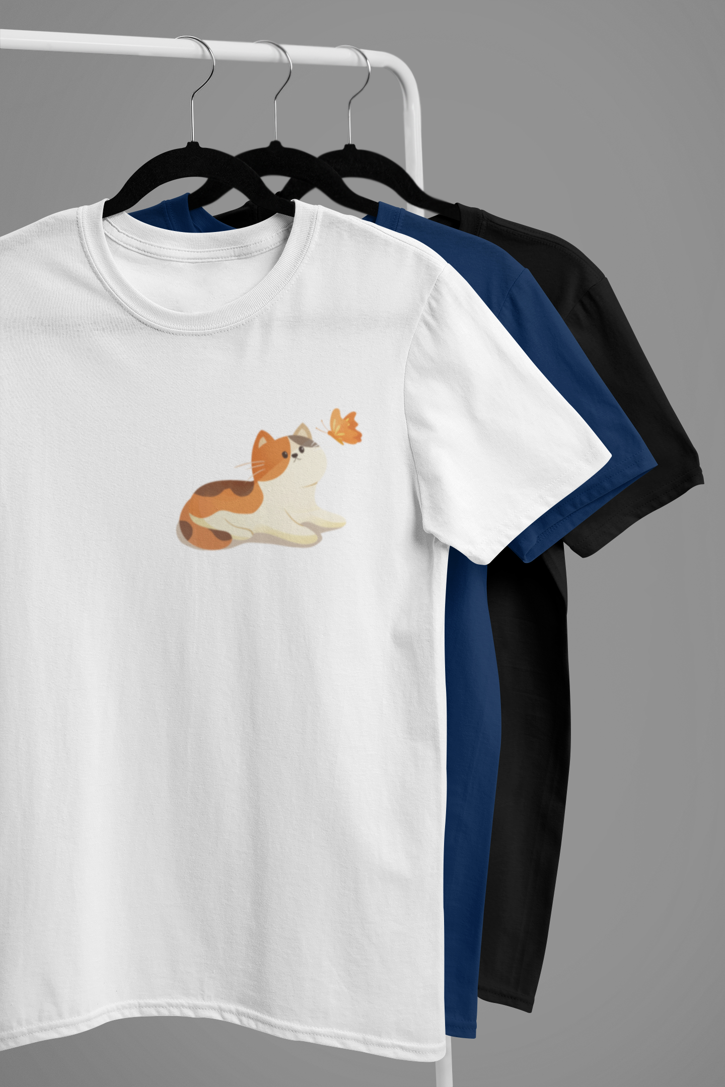 Curious Cat & Butterfly Graphic Tee