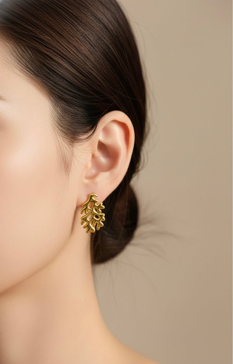 Gold Coral Cut-Out Earrings
