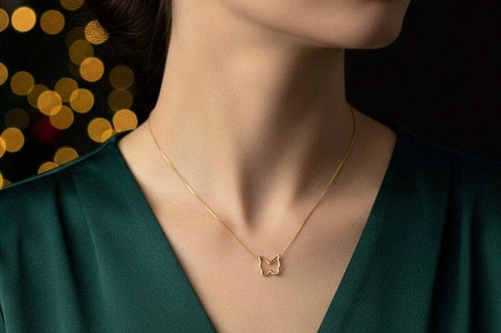 Gold Butterfly Pendant Necklace