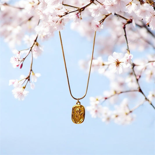 Gold Tulip Pendant Necklace