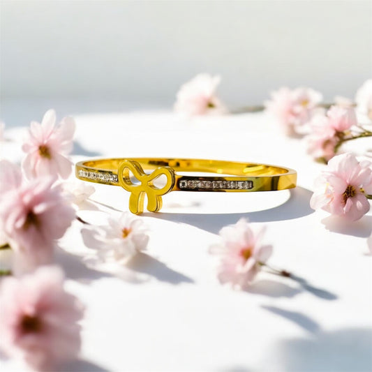 Gold Bow Bracelet with Crystals