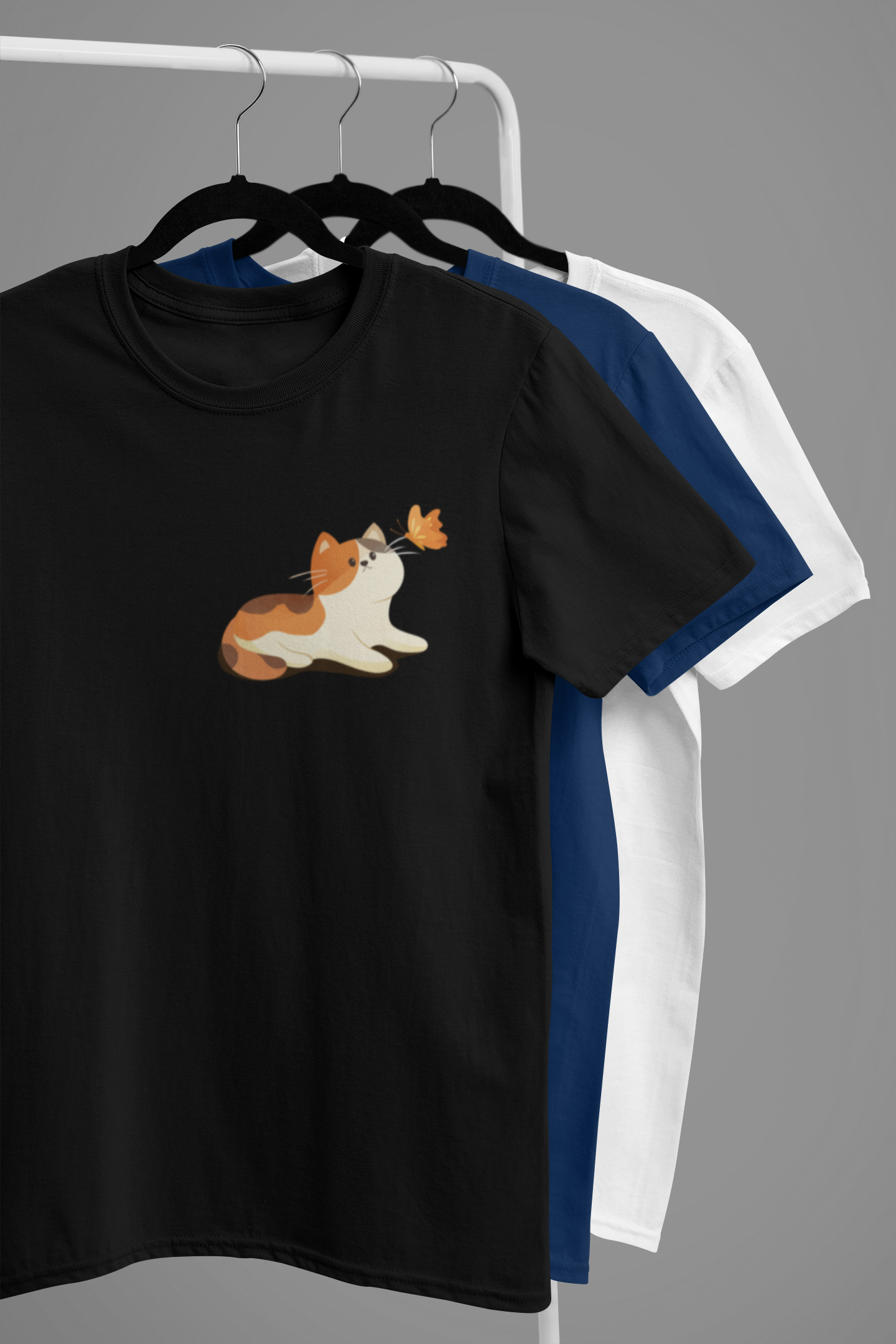 Curious Cat & Butterfly Graphic Tee