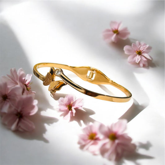 Gold Butterfly Bracelet with Gemstone