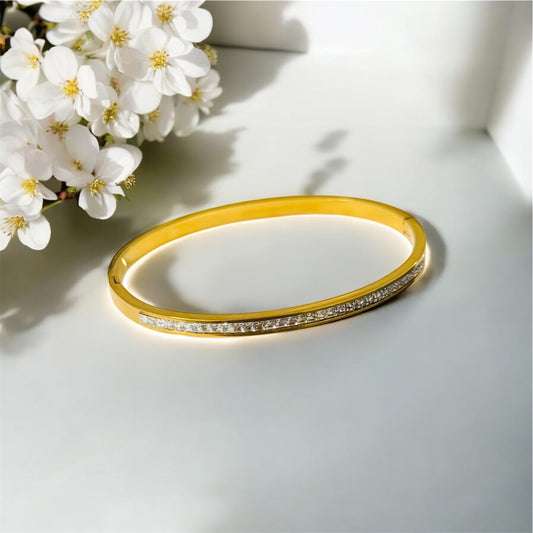 Gold Crystal Bangle Bracelet