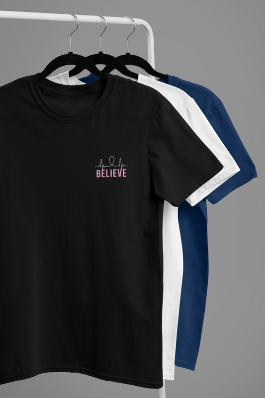 “BELIEVE” Heartbeat Motivational Tee